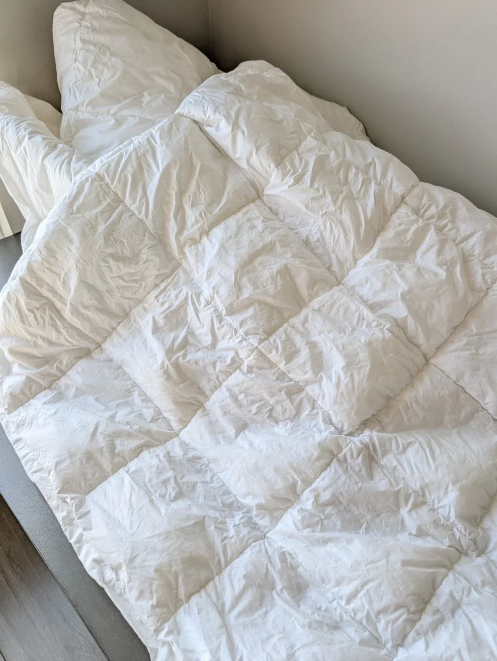 The Company Store Cotton Queen/Full White Quilted Down Puff Blanket Comforter